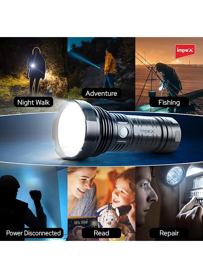 Impex Rechargeable LED Flashlight High Bright LED Torch 20W 6600mAh Battery 1500 Lumens Portable Design 2 Year Warranty(Ultra X20)  - Image 4