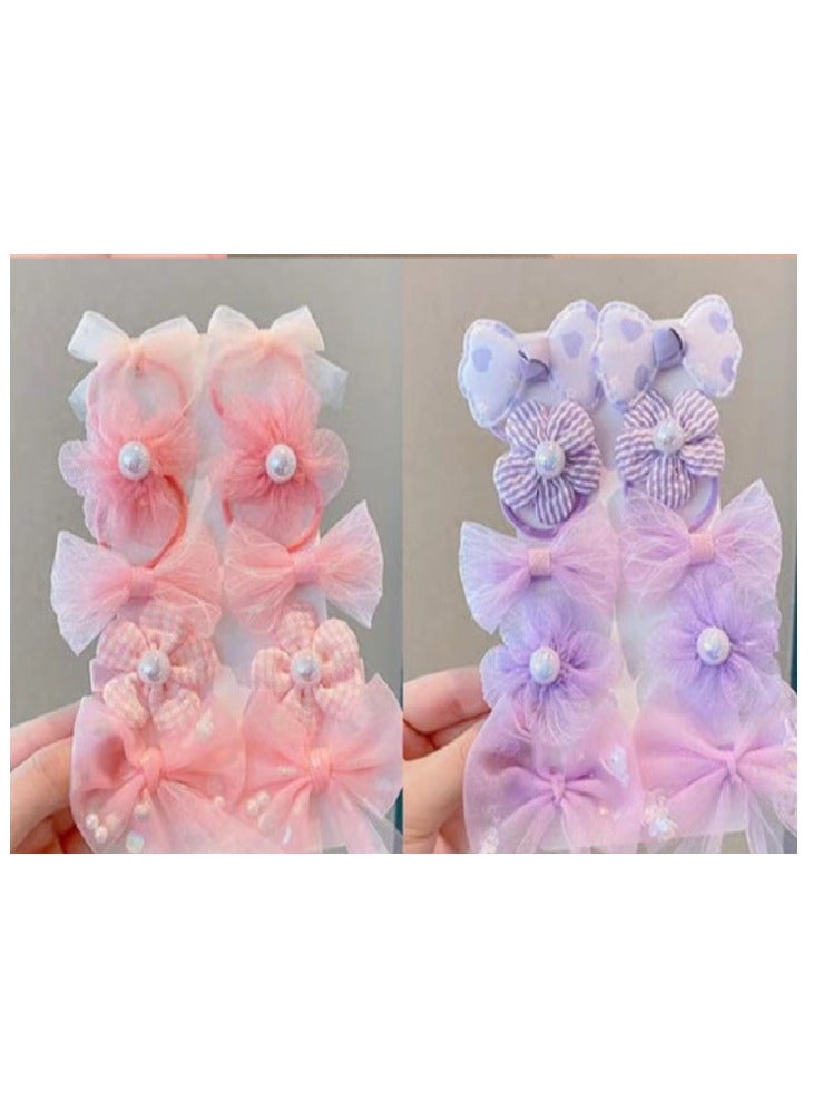 Folanry 20pcs Colorful Elastic Hair Band, Colorful Hair Accessories,Ponytail Holders,Elastic Hair ties for  Girls(Pink and Purple) - Image 1