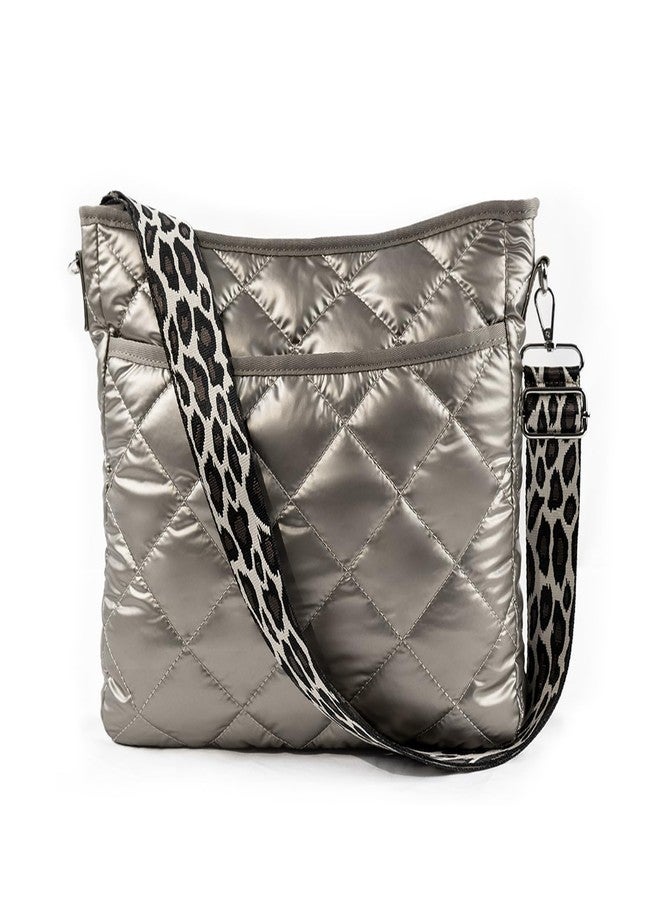 WiseBoy Quilted Crossbody Bag, Puffy Crossbody Purses with Wide Strap, Cotton Quilted Shoulder Bags for Women - Bronze - Image 1