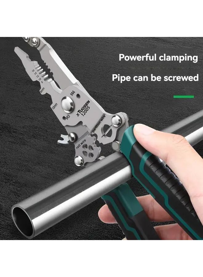 Folding Wire Stripper Crimper Cutter Wrench Chrome Vanadium Steel Compact For Home Outdoor - Image 3