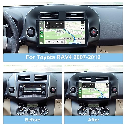 EKAT [2G+32G] راديو سيارة لتويوتا RAV4 2007 2008 2009 2010 2011 2012، شاشة تعمل باللمس 10.1 بوصة بنظام أندرويد، كار بلاي/أندرويد أوتو/مرآة رابط/1080P/SWC/بلوتوث/WiFi + كاميرا خلفية AHD + ميكروفون - Image 2