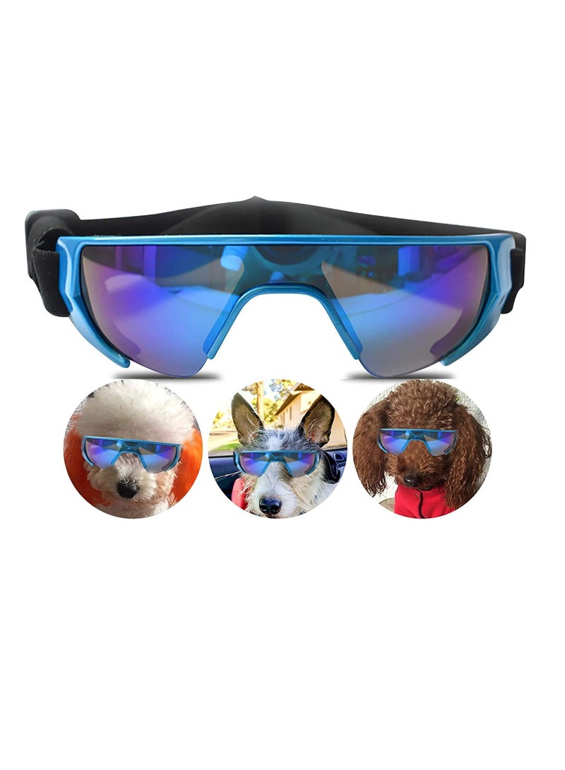 UV Protection Dog Sunglasses for Medium Breeds, Eye Protection Goggles for Small Dogs, Outdoor Riding and Driving Accessories for Pets in Blue - Image 1
