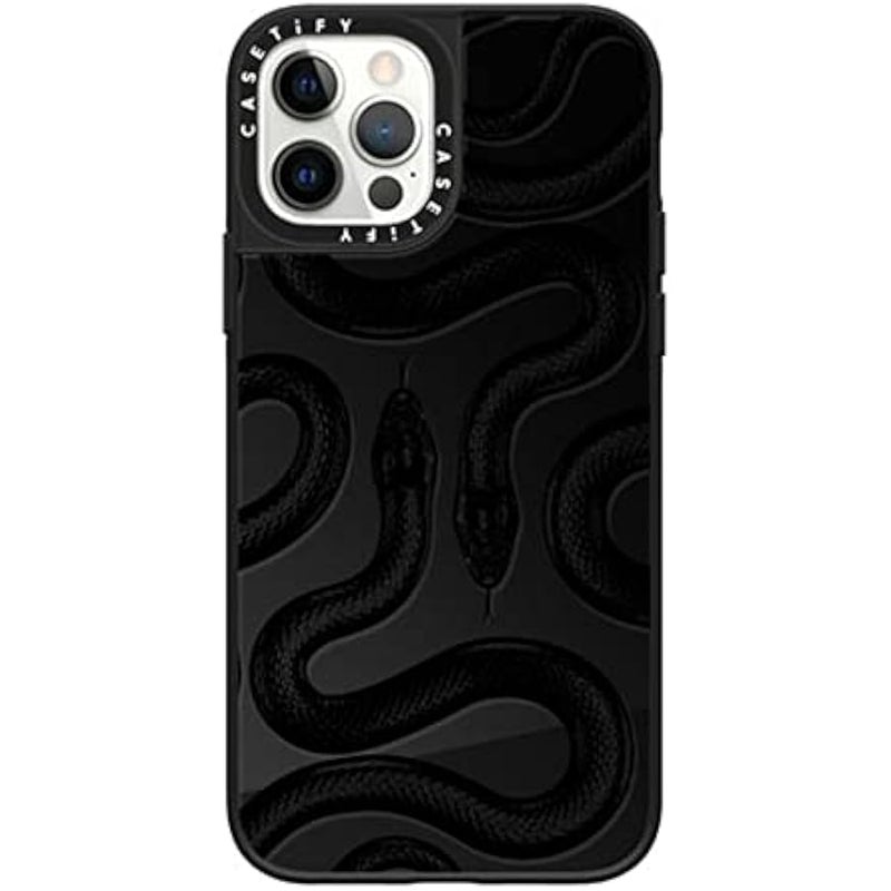 Casetify Mirror Case for iPhone 12/12 Pro Compatible with Magsafe - Black Kingsnake - Black on Black - Image 1
