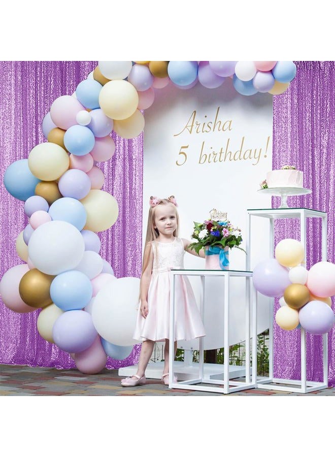 Sugargirl Lavender Purple Sequin Backdrop Curtain 2 Panels 2FTx8FT Glitter Lavender Background Drapes Sparkle Photography Backdrop for Party Wedding Birthday Wall Decoration - Image 2