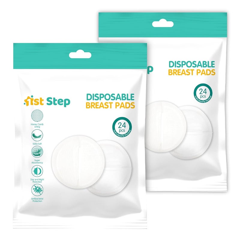 1st Step Honey Comb Lining, Super Absorbent Disposable Breast Pads Nursing Breast pad (48 Pcs Pack) - Image 1