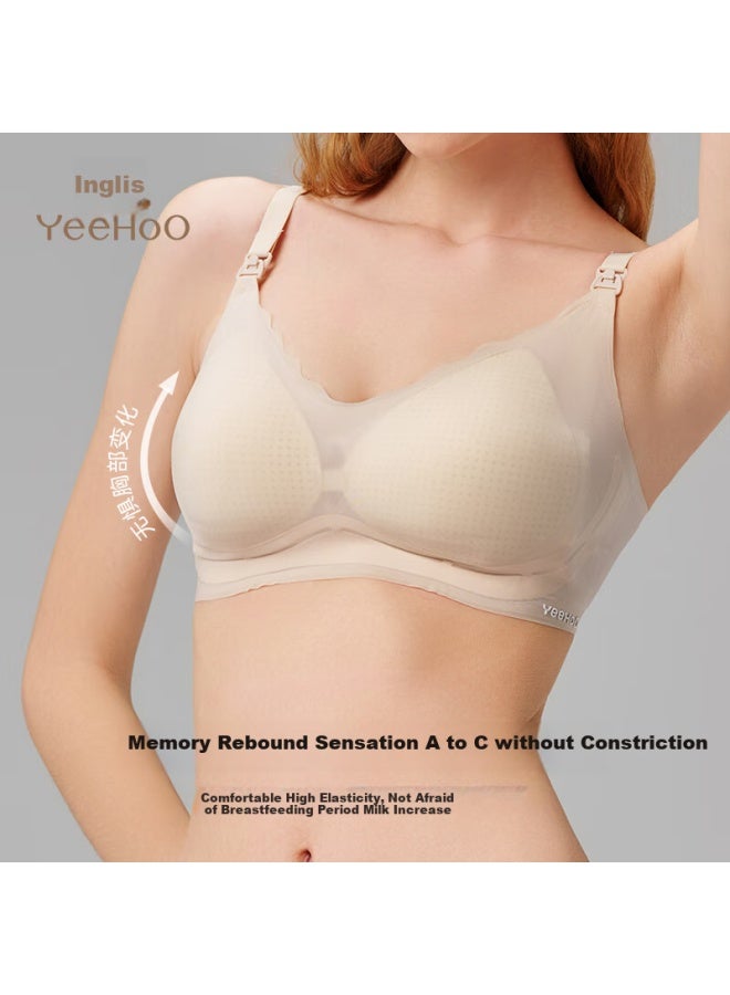 Enoulite Ying A-class Maternity Nursing Bra Special Comfortable Seamless Anti-sagging Bra For Postpartum Breastfeeding Underwear Skin L - Image 1