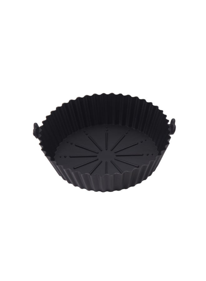 Round Baking Oven Silicone Special Pastry Air Fryer Silicone Pot Air Fryer Baking Pad Modern Simple Style Kitchen Accessories-Specifications:small Size Black (PP Bag)  - Image 1