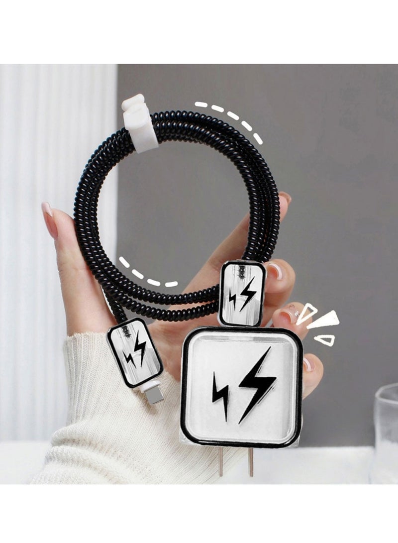 Suitable For Apple's Original 18W/20W Cartoon Four Piece Phone Charger Protective Cover And Winding Device  - Image 2