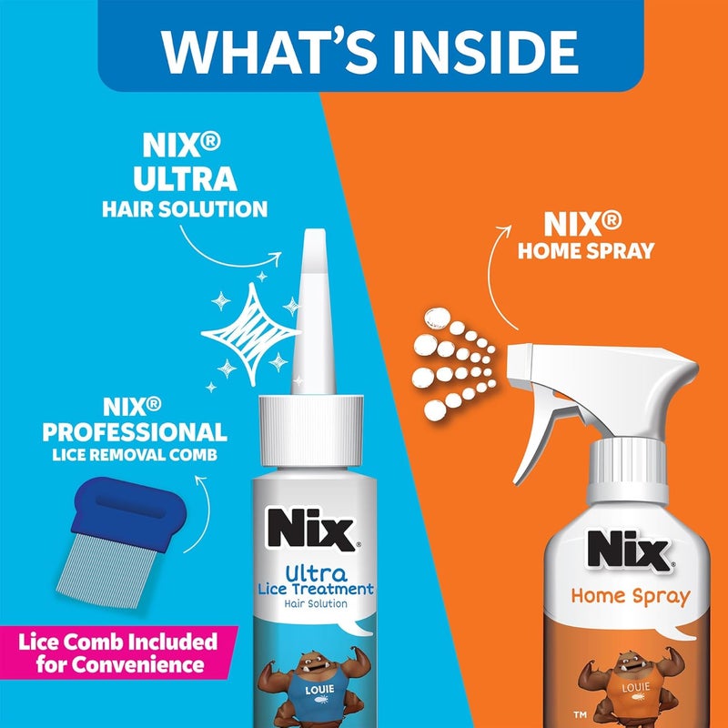 Nix Lice Treatment Hair and Home Kit, Ultra Hair Solution (3.4 Fl Oz), Home Defense Bedbug and Lice Killing Spray (5 Fl Oz) - Image 5