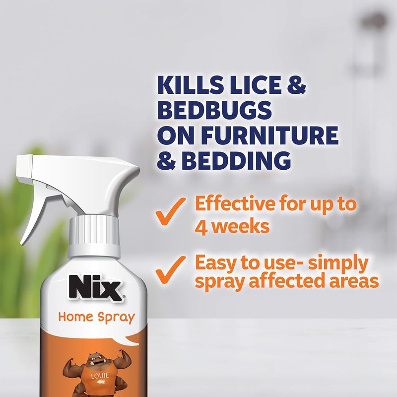 Nix Lice Treatment Hair and Home Kit, Ultra Hair Solution (3.4 Fl Oz), Home Defense Bedbug and Lice Killing Spray (5 Fl Oz) - Image 4
