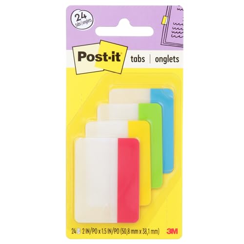 Post It علامات بوست إت، 2 بوصة، صلبة، ألوان أساسية متنوعة، 6 علامات/لون، 4 ألوان، 24 علامة/عبوة (686-ALYR) - Image 1