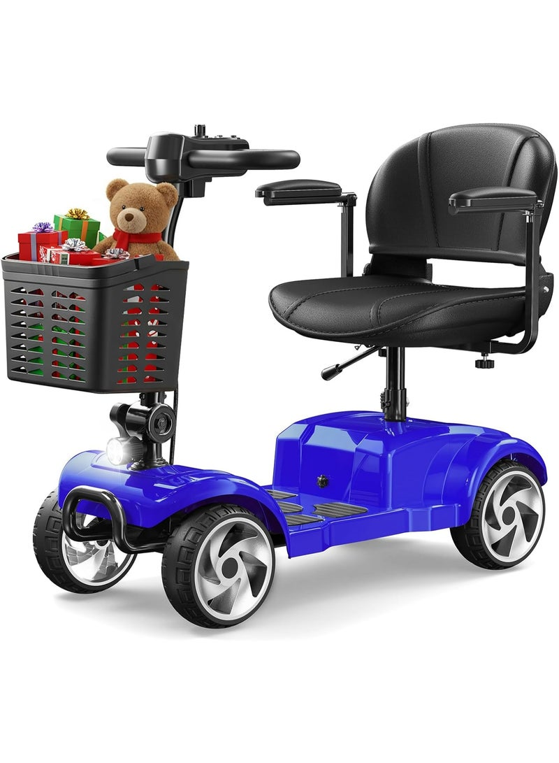 Premium 4-Wheel Foldable Electric Mobility Scooter for Adults & Seniors – 20-Mile Range, 330 lb Capacity, Compact & Travel-Ready Blue - Image 1