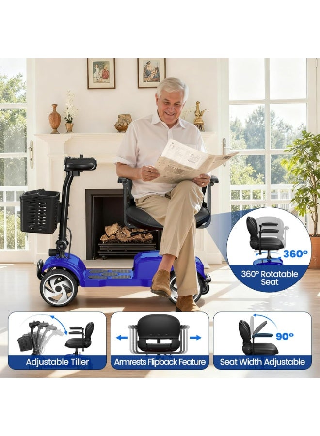 Premium 4-Wheel Foldable Electric Mobility Scooter for Adults & Seniors – 20-Mile Range, 330 lb Capacity, Compact & Travel-Ready Blue - Image 4