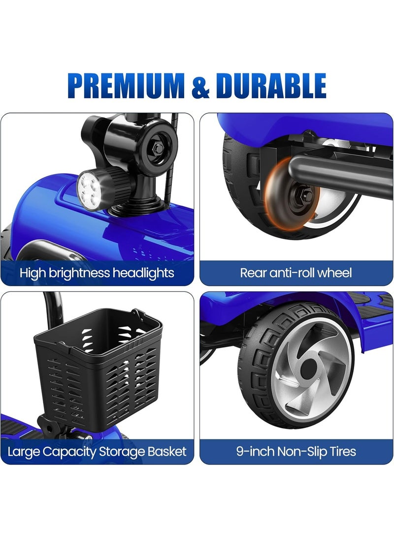 Premium 4-Wheel Foldable Electric Mobility Scooter for Adults & Seniors – 20-Mile Range, 330 lb Capacity, Compact & Travel-Ready Blue - Image 5