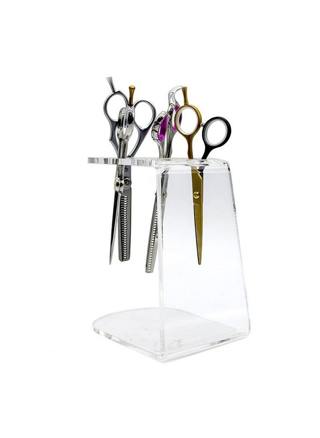 esowemsn esowemsn 6 Holes Clear Acrylic Scissors Holder Rack Salon Shear Holder Hairdresser Scissor Combs Clips Desktop Organizer Accessories for Barber Shop Office Home  - Image 1