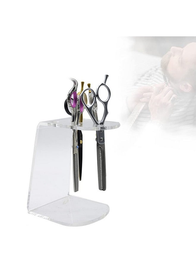 esowemsn esowemsn 6 Holes Clear Acrylic Scissors Holder Rack Salon Shear Holder Hairdresser Scissor Combs Clips Desktop Organizer Accessories for Barber Shop Office Home  - Image 3