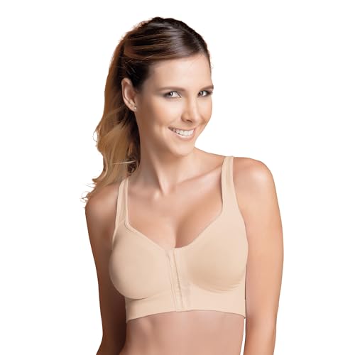 Annette Women's Post Surgical-Leisure-Sleep Bra, Beige, Small/Medium - Image 1