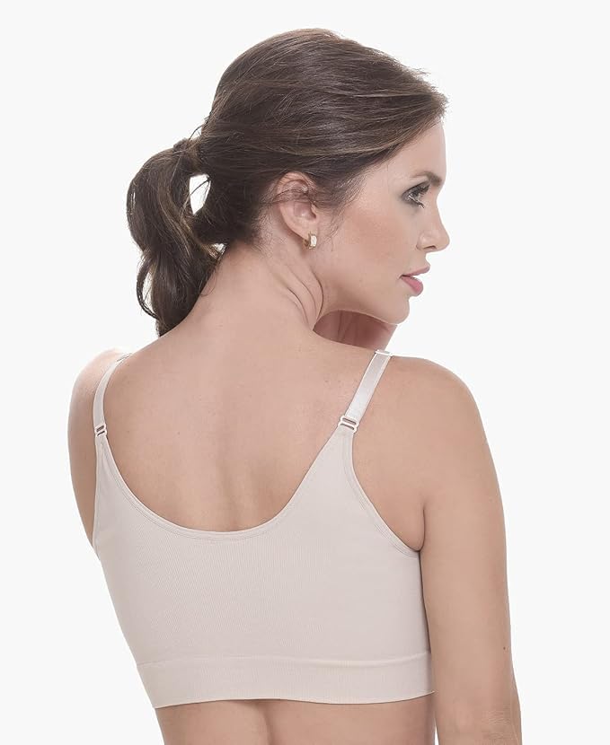 Annette Women's Post Surgical-Leisure-Sleep Bra, Beige, Small/Medium - Image 5