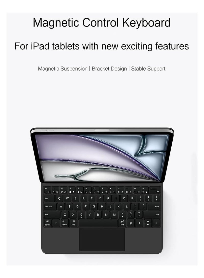 Fits iPad Air 11-inch M3 (2025) / M2 (2024), iPad Air 7th/6th Generation Backlit Magnetic Floating Wireless Keyboard Case, Bluetooth Keyboard with Multi-Touch Pad - Image 3