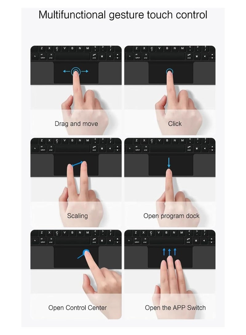 Fits iPad Air 11-inch M3 (2025) / M2 (2024), iPad Air 7th/6th Generation Backlit Magnetic Floating Wireless Keyboard Case, Bluetooth Keyboard with Multi-Touch Pad - Image 5