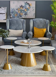 alimforyou Golden balloon hospitality table set consisting of 6 pieces, two large tables with 4 servers, 80*50*80 cm 