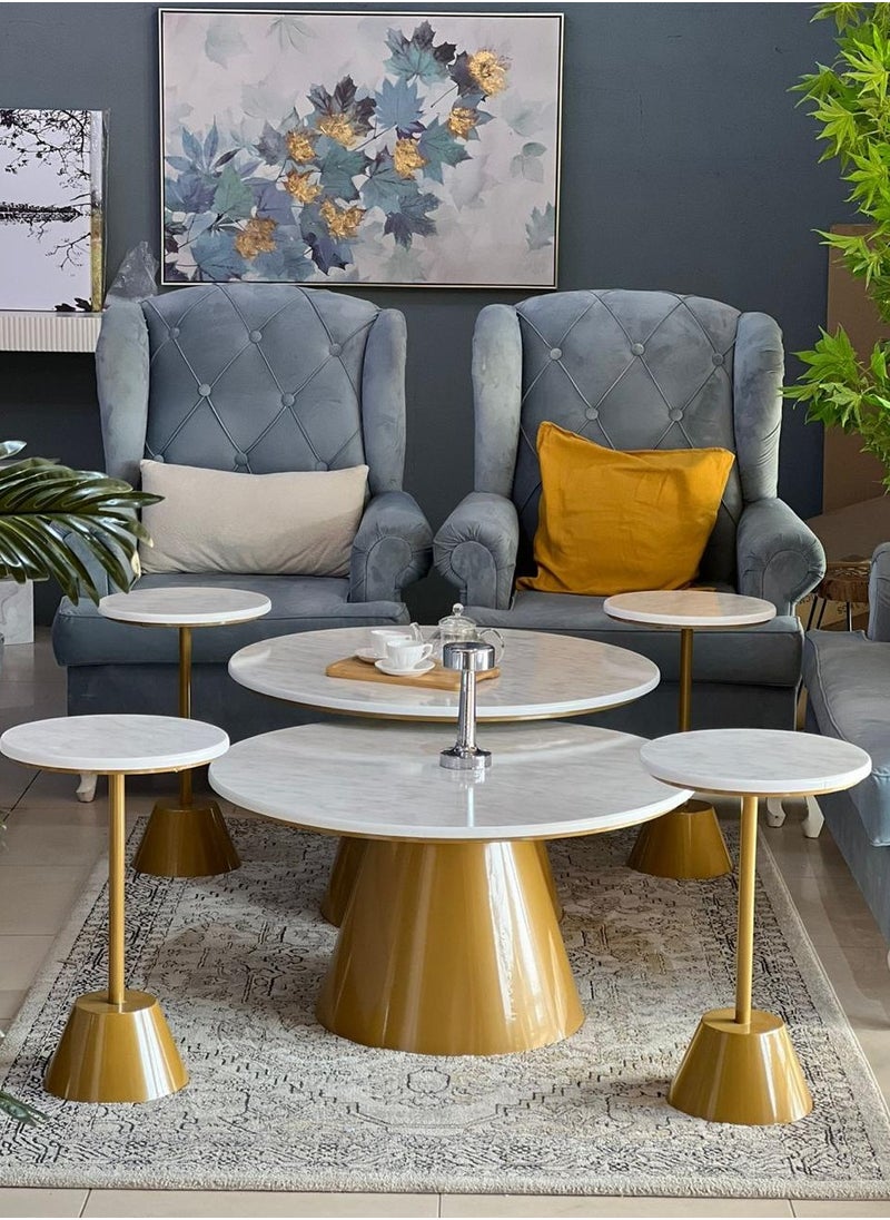 alimforyou - Golden balloon hospitality table set consisting of 6 pieces, two large tables with 4 servers, 80*50*80 cm - Image 1