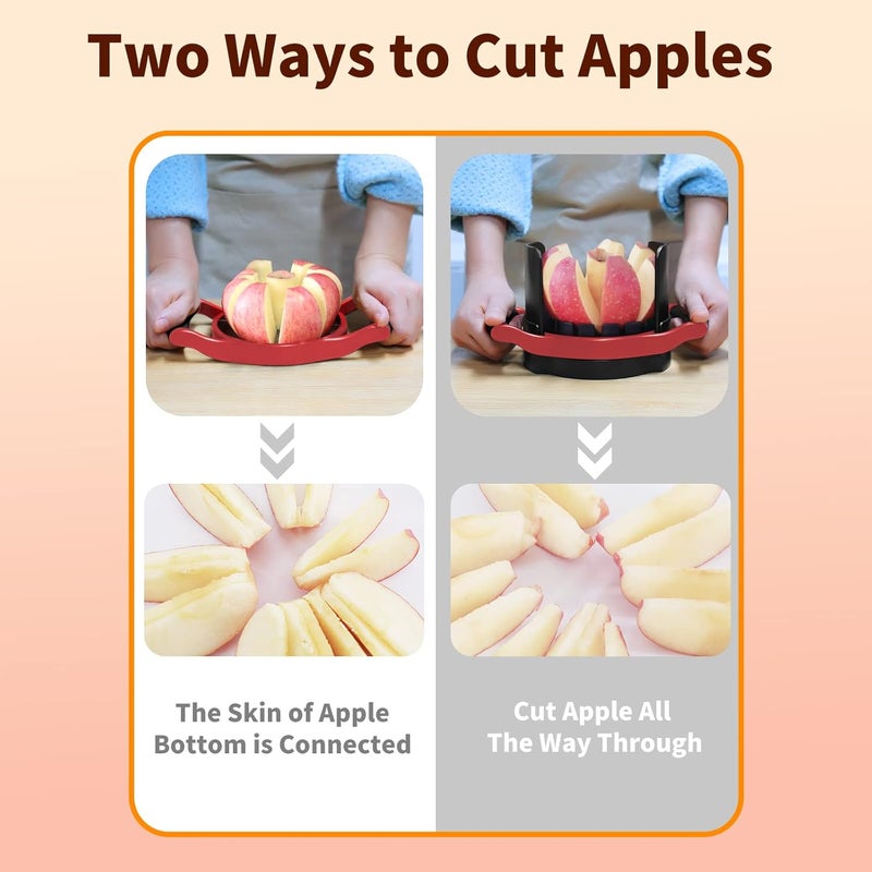 OOKUU Apple Slicer Corer, [Large Size] 8-Blade Heavy Duty Apple Cutter with Base, [Upgraded] Cut Apples All The Way Through, Stainless Steel Ultra-Sharp Blade, Fruit & Vegetable Divider, Wedger, Red - Image 3
