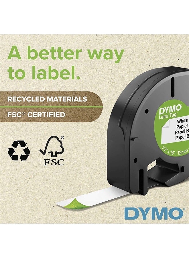 Dymo 10697 Self-Adhesive White Paper Labeling Tape for LetraTag, 2 Blister Packs (4 Refills), Black on White, 2 Count (Pack of 2) - Image 4