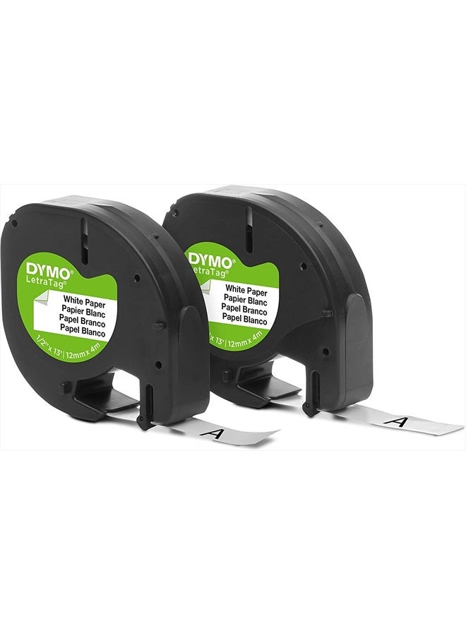 Dymo 10697 Self-Adhesive White Paper Labeling Tape for LetraTag, 2 Blister Packs (4 Refills), Black on White, 2 Count (Pack of 2) - Image 3