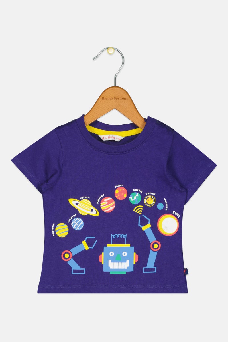 Hamleys Toddlers Boy Crew Short Sleeve Graphic Print T-Shirt, Navy - Image 1