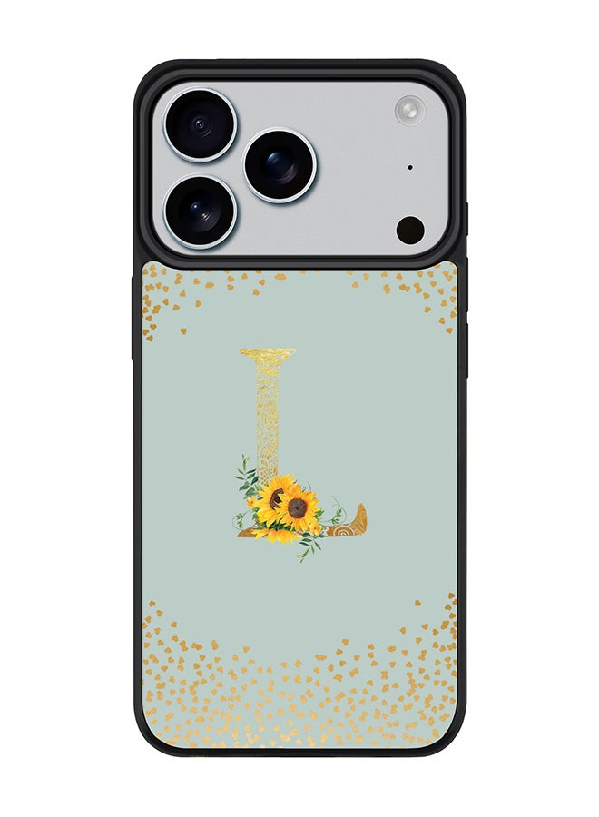 Stylizedd iPhone 17 Pro Case, [Compatible with MagSafe] Slim Magnetic cover Phone Case iPhone 17 Pro -Custom Floral Monogram - L  (Light Grey ) - Image 1