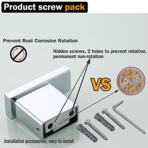 RANDOM Towel Hooks Bathroom Hardware Accessories Coat Hook 304 Stainless Steel Clothes Hook for Bath Kitchen Contemporary Hotel Style Wall Mounted 2 Pack. (Square, Chrome) - Image 4