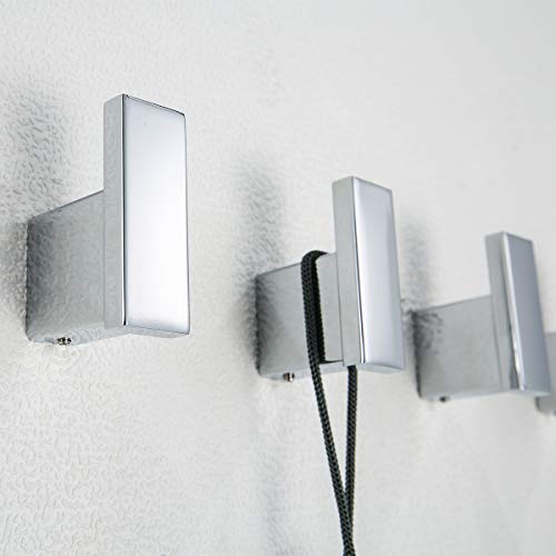 RANDOM Towel Hooks Bathroom Hardware Accessories Coat Hook 304 Stainless Steel Clothes Hook for Bath Kitchen Contemporary Hotel Style Wall Mounted 2 Pack. (Square, Chrome) - Image 2