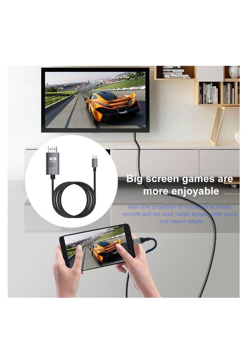 USB C to HDMI Cable 6.5ft Nylon Braided Wire, Type C to HDMI Video Converter, Connection TV Projection 4K HD Adapter Aluminum Alloy Shell Cable Wire, for Phone Tablets Laptop (Nylon Cable) - Image 5