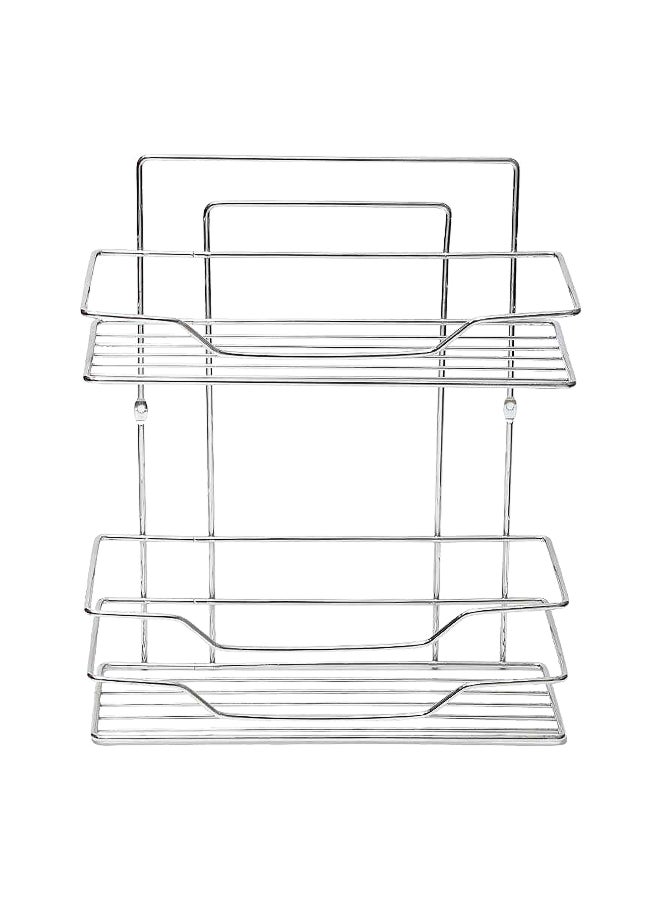 Primanova 2-Tier Fest Flat Wall-Mount Shower Caddy Silver 30 x 24.5 x 15.5 cm - Image 1
