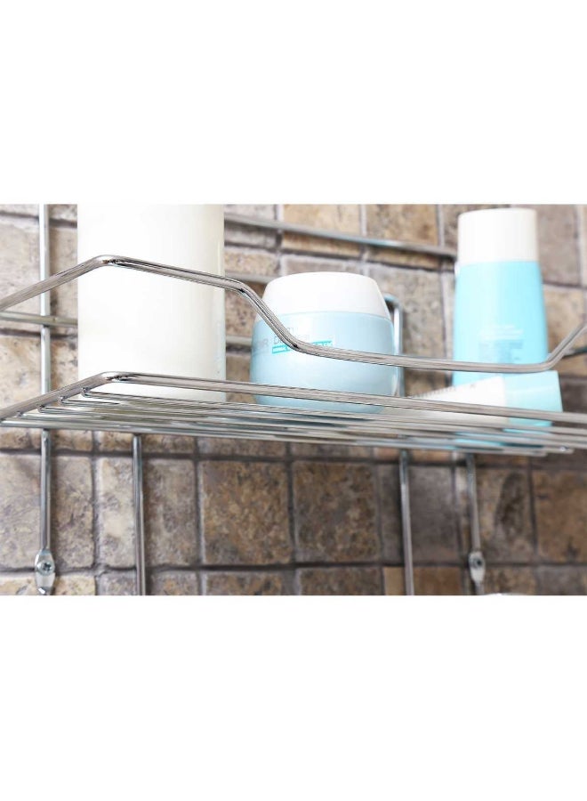 Primanova 2-Tier Fest Flat Wall-Mount Shower Caddy Silver 30 x 24.5 x 15.5 cm - Image 3