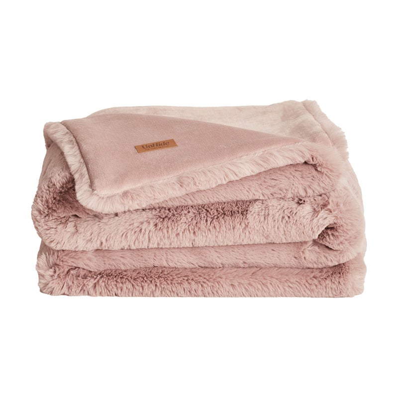 UnHide Marshmallow  Faux Fur Blanket  Heavy Weight Extra Soft Blanket  Made from Recycled Materials  Machine Washable  Medium 60 x 80  Rosy Baby