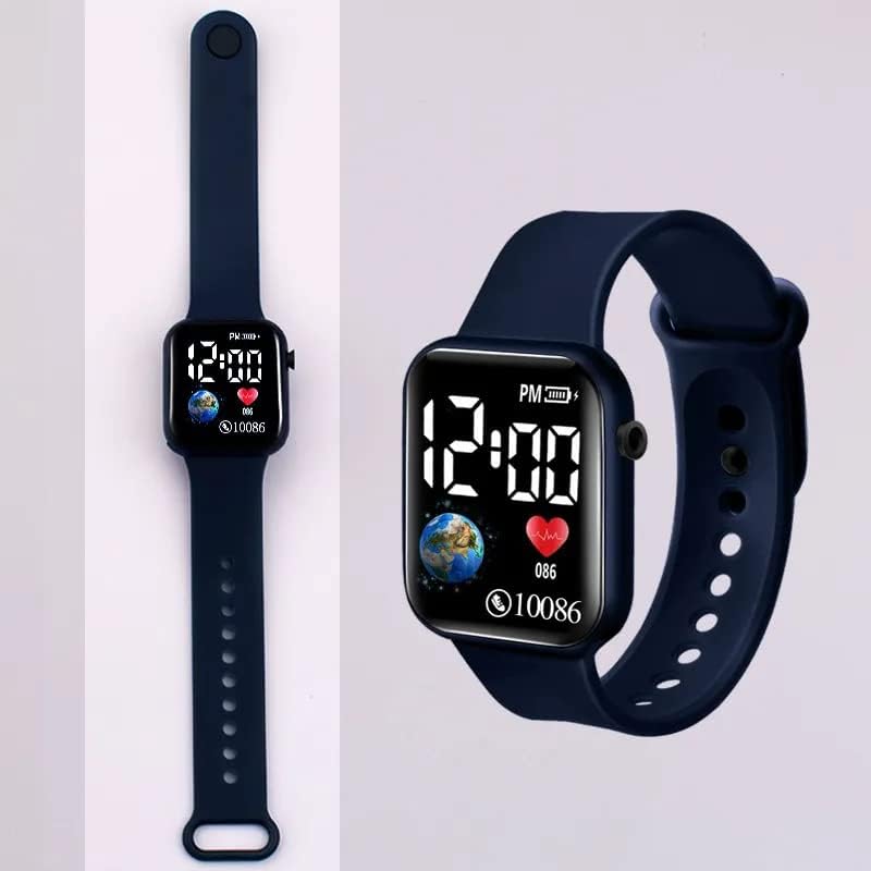 Acnos® Premium Blue White Colors Luminous LED Display Fashionable Children Kids Digital Watches Waterproof Sports Square Electronic Led Watch for Kids Boy Baby Girls Digital Watch for - Image 4