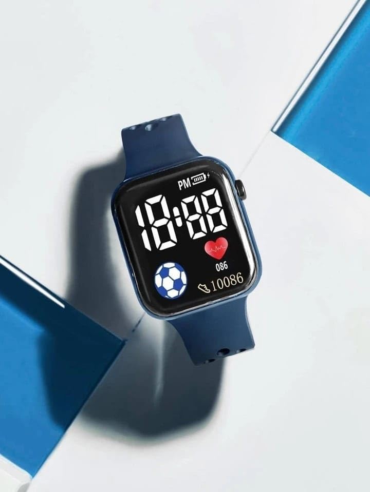 Acnos® Premium Blue White Colors Luminous LED Display Fashionable Children Kids Digital Watches Waterproof Sports Square Electronic Led Watch for Kids Boy Baby Girls Digital Watch for - Image 2