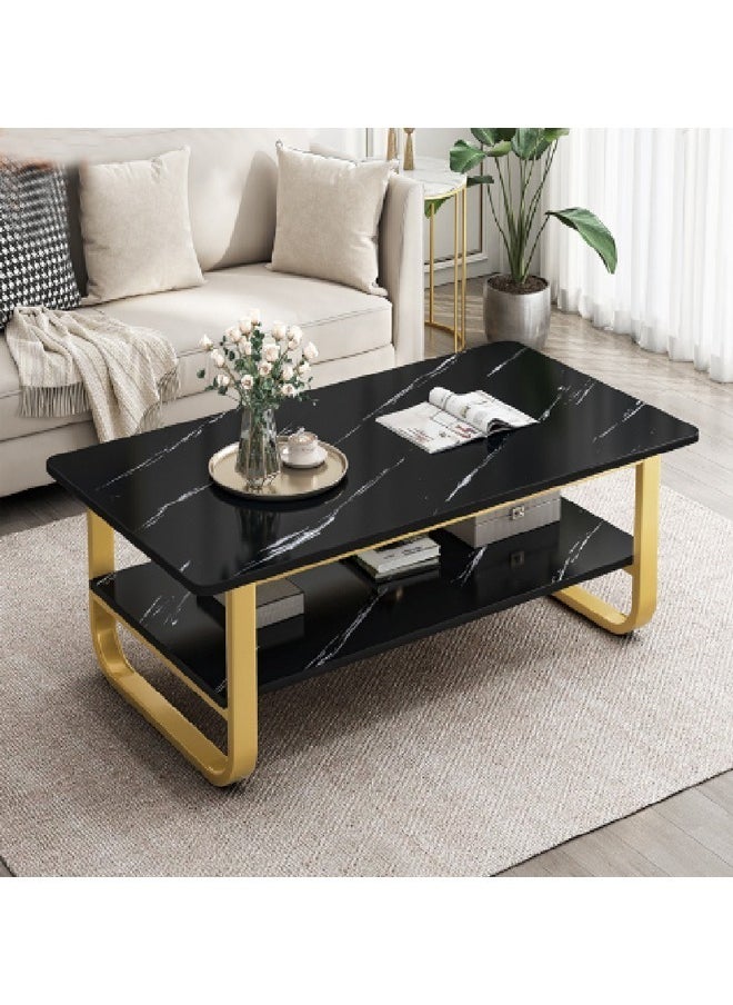 NKX - Luxury Living Room Modern Oval Marble Nordic 2 Layer Coffee Table - Image 1