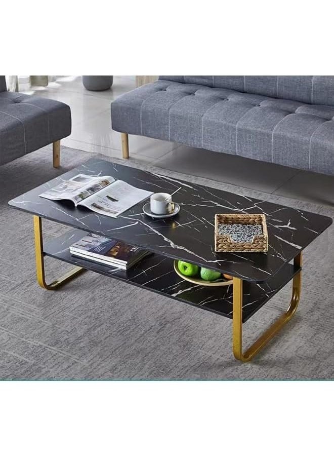 NKX - Luxury Living Room Modern Oval Marble Nordic 2 Layer Coffee Table - Image 1