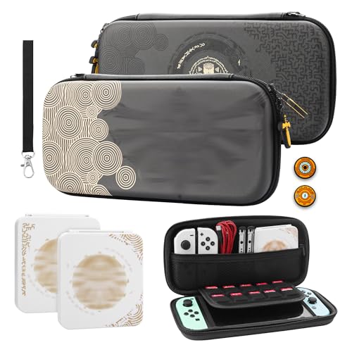 GLDRAM Theme for Zelda Carrying Case for Nintendo Switch & OLED Model, Light Accessories Kit with Waterproof Switch Travel Case, 12 Slots Game Card Holder, 2 Thumb Caps and Portable Wrist Strap - Image 1