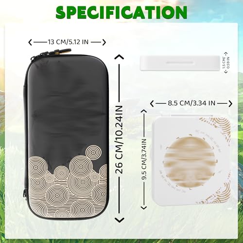 GLDRAM Theme for Zelda Carrying Case for Nintendo Switch & OLED Model, Light Accessories Kit with Waterproof Switch Travel Case, 12 Slots Game Card Holder, 2 Thumb Caps and Portable Wrist Strap - Image 3