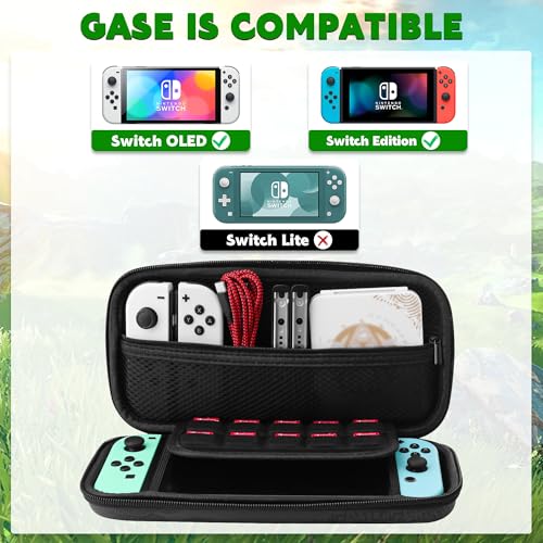 GLDRAM Theme for Zelda Carrying Case for Nintendo Switch & OLED Model, Light Accessories Kit with Waterproof Switch Travel Case, 12 Slots Game Card Holder, 2 Thumb Caps and Portable Wrist Strap - Image 5