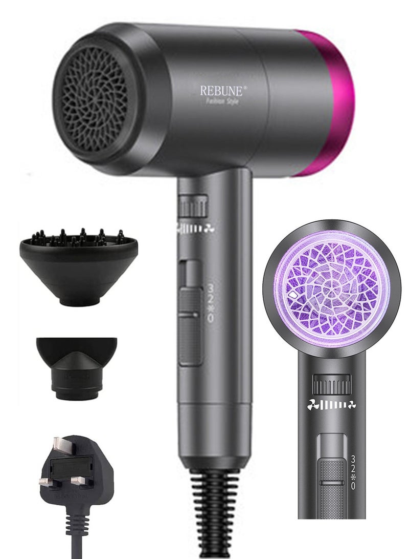 REBUNE 1800W Hair Dryer Powerful AC Motor Fast Drying Ionic Hair Dryer with 2 Speed 3 Heat Setting - Image 1