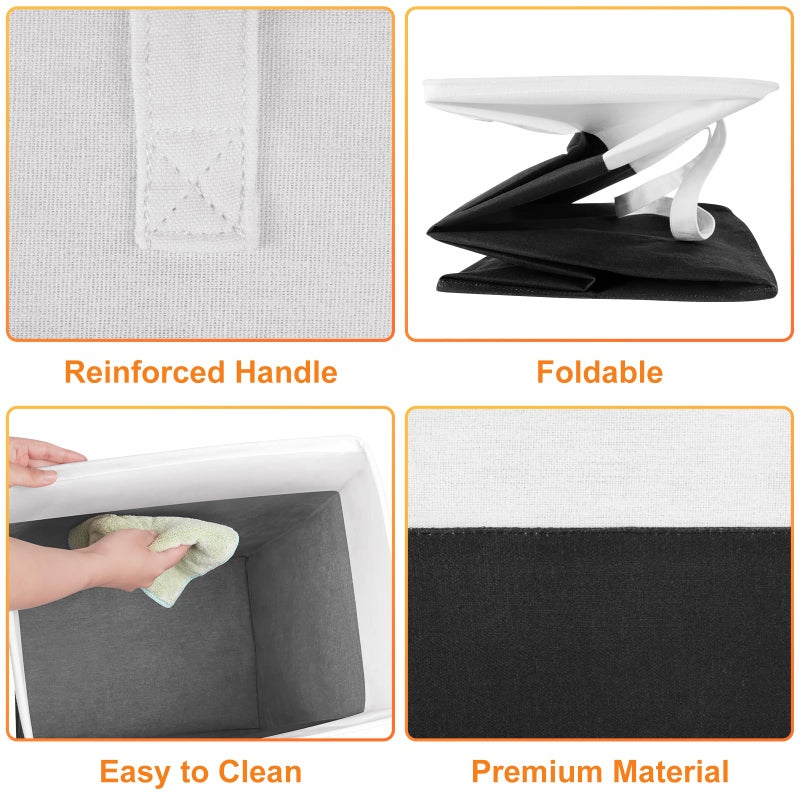 TasticTotes laundry basket 3-Pack, laundry hamper, Hamper with handles, collapsible laundry baskets, Waterproof dirty clothes hamper, Towel Storage for Home or Dorm, 125L-Black - Image 3