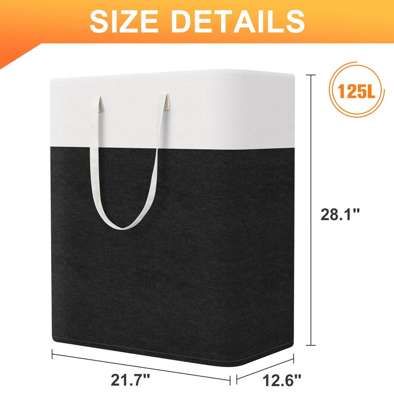 TasticTotes laundry basket 3-Pack, laundry hamper, Hamper with handles, collapsible laundry baskets, Waterproof dirty clothes hamper, Towel Storage for Home or Dorm, 125L-Black - Image 2