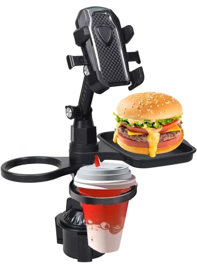 4 in 1 Car Table Tray，Mobile Phone Holder Car Cup Holder Tray ，360° Rotation Cup Holder Tray for Car，Compatible with Vehicles, Car, Road Trip Essentials - Image 1