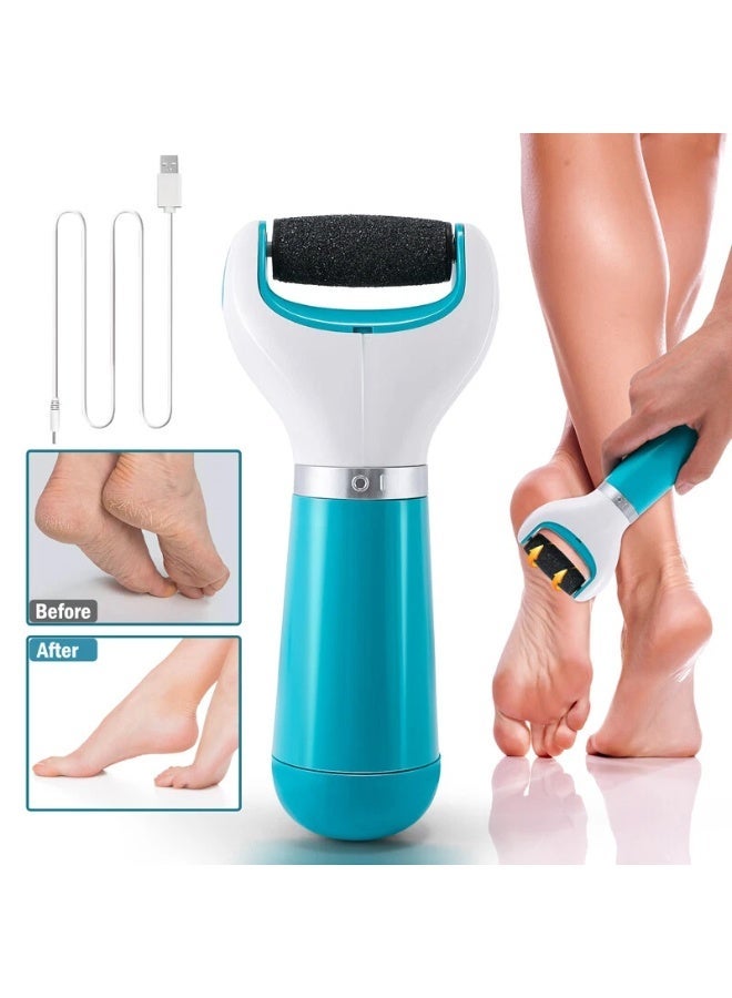 Electric Callus Remover for Feet, Cordless Pedicure Tool with 2 Roller Heads, Professional Foot File for Hard Skin & Cracked Heels, 2000 RPM Powerful Nano Abrasion, Rechargeable/ Battery Operated Foot Care Device (Blue) - Image 2