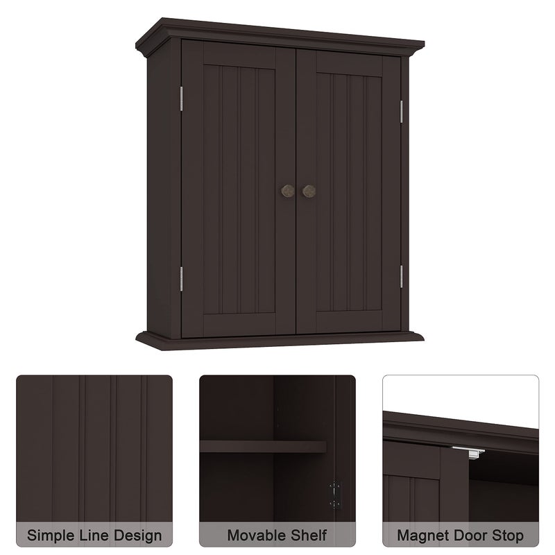 ChooChoo Bathroom Wall Cabinet, Over The Toilet Space Saver Storage Cabinet, Medicine Cabinet with 2 Door and Adjustable Shelves, Cupboard - Image 3